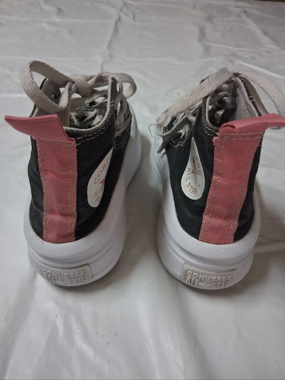 Converse Kids Black Canvas High-Top Sneakers with Pink Heel Tab Size 12